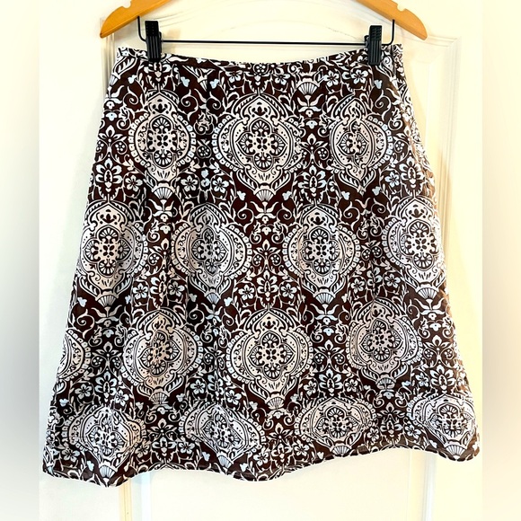 Ann Taylor Brown & White Patterned Elegant Lined Skirt women’s size 4 - Picture 1 of 14
